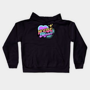 HOUSE MUSIC  - Y2K Retro Heart (blue/purple/white) Kids Hoodie